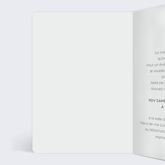 Invitation anniversaire SMS Intérieur Gauche