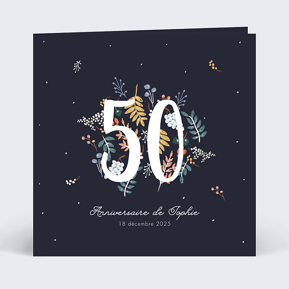 Invitation anniversaire Grands chiffres fleurs