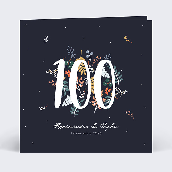 Invitation anniversaire Grands chiffres fleurs