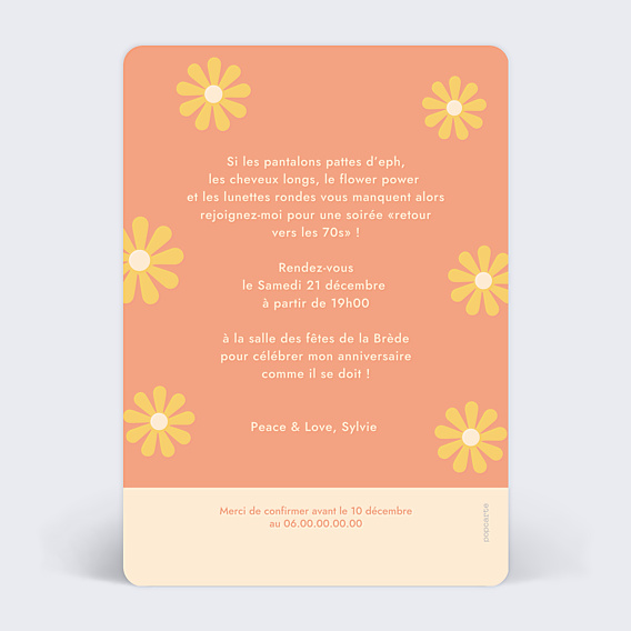 Invitation Anniversaire Adulte Hippie