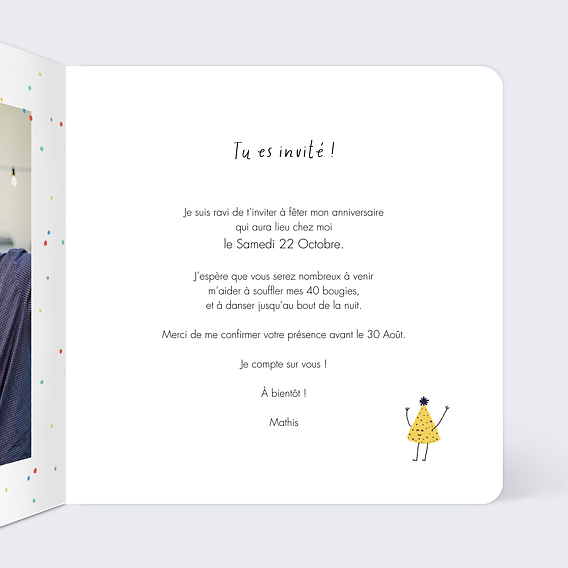Invitation anniversaire Rigolote Intérieur Droit