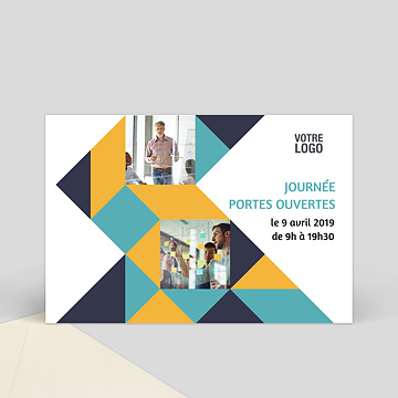 Cartes d’invitations professionnelles virtuelles personnalisables Portes ouvertes tangram