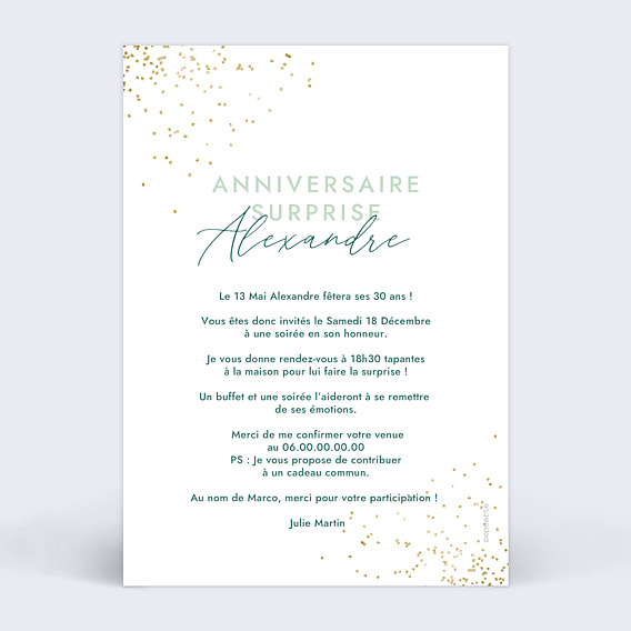 Invitation Anniversaire Adulte Modèle original