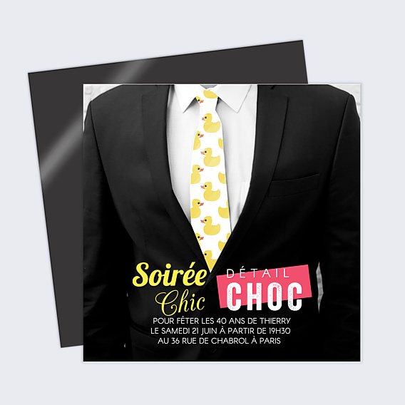 Invitation Anniversaire Adulte Soirée Chic Détail Choc