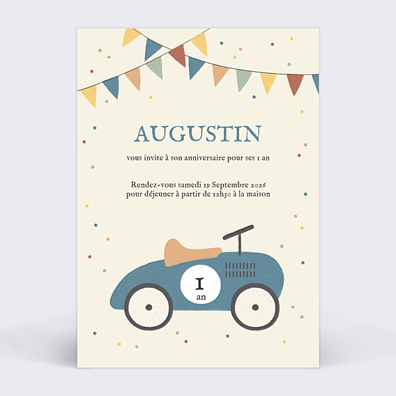 Invitation Anniversaire Enfant Voiture Bleue
