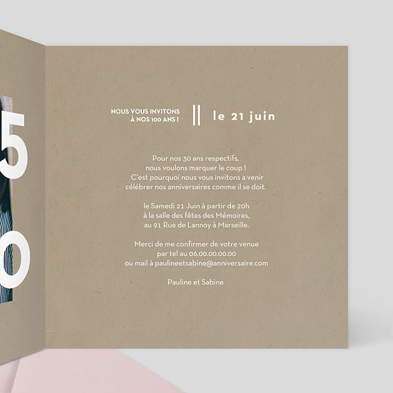 Invitation anniversaire Ardoise Intérieur Droit