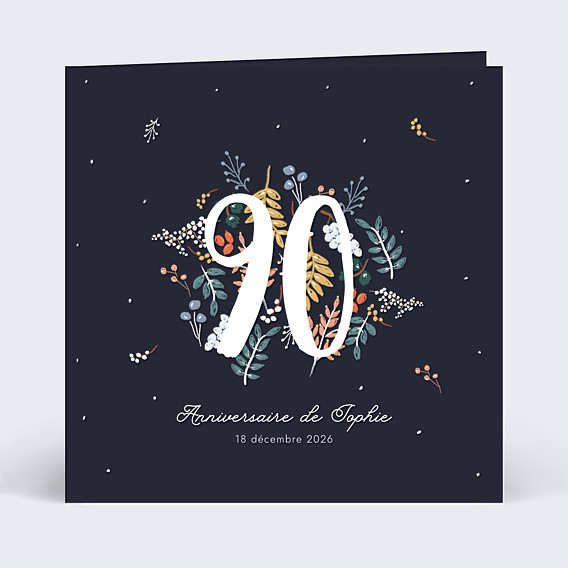 Invitation anniversaire Grands chiffres fleurs