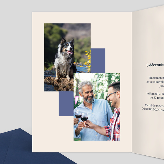 Invitation anniversaire Classique Homme Intérieur Gauche