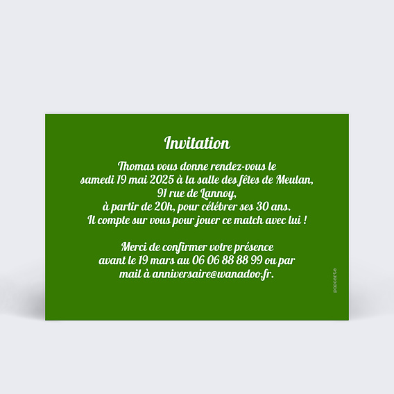 Invitation Anniversaire Adulte Foot