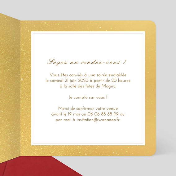 Carte d'invitation Invitation VIP Or Intérieur Droit