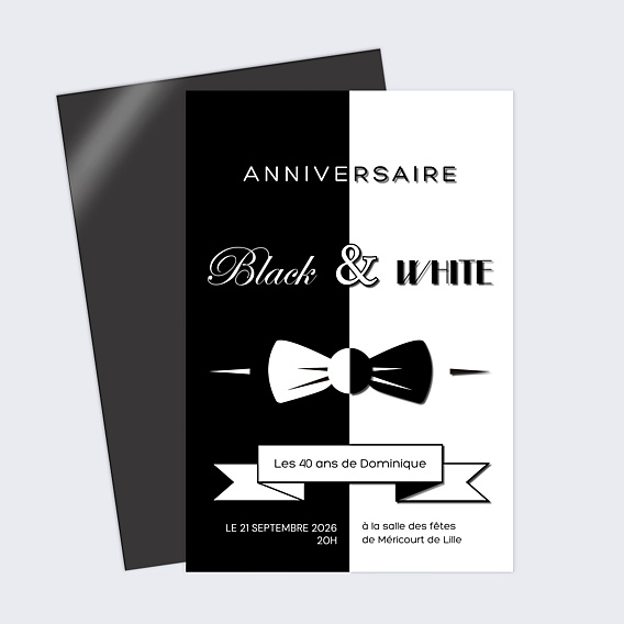 Invitation Anniversaire Adulte Black and White