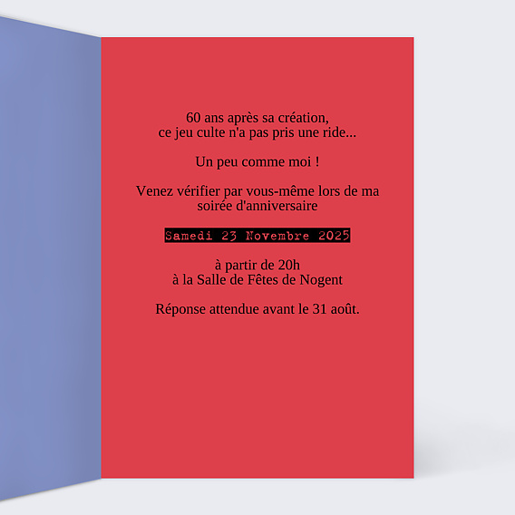 Invitation anniversaire Cube Intérieur Droit