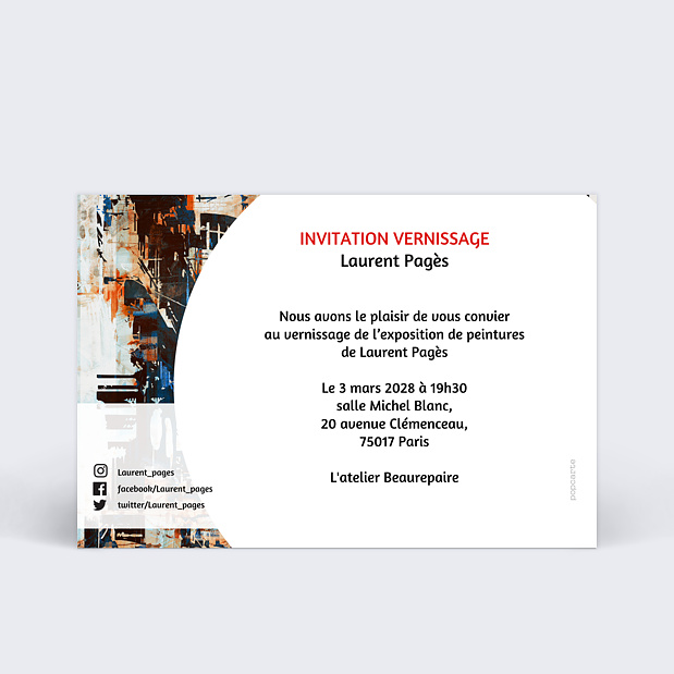 Invitation Professionnelle Exposition Peinture Verso