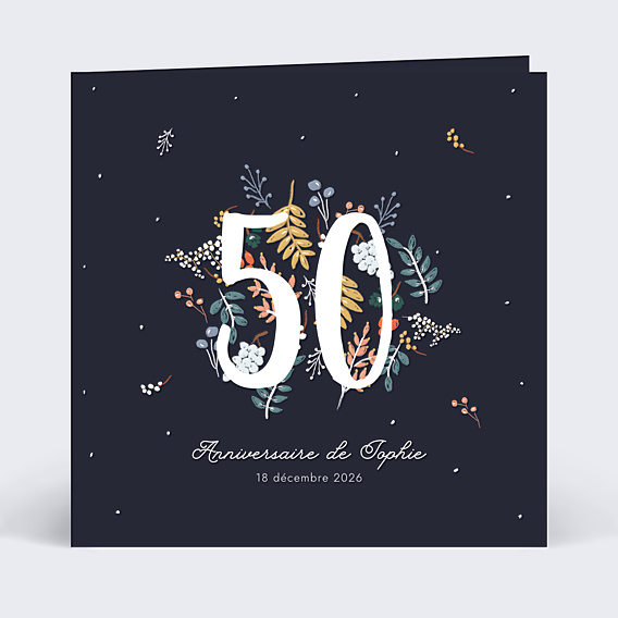 Invitation anniversaire Grands chiffres fleurs