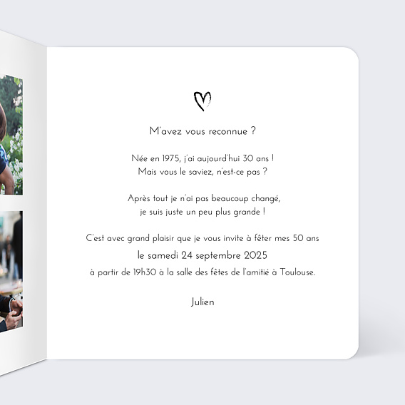 Invitation anniversaire Devinette Intérieur Droit