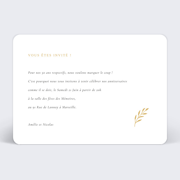 Invitation Anniversaire Double Anniversaire Verso