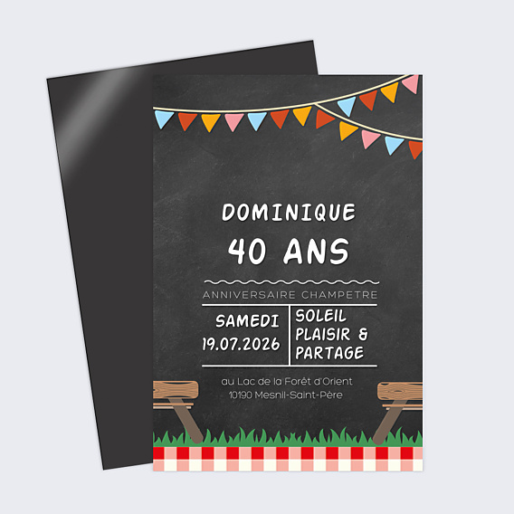 Invitation Anniversaire Adulte Pique-nique Champêtre