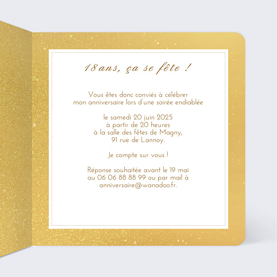 Invitation anniversaire VIP Intérieur Droit