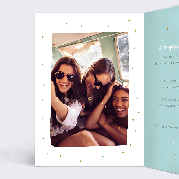 Invitation Anniversaire Paillettes Intérieur Gauche