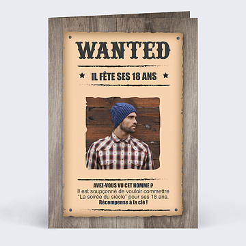 Invitation anniversaire adulte Wanted