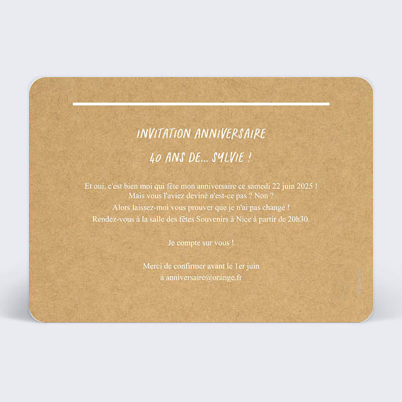 Invitation anniversaire Invitation Anniversaire Qui est-ce ? Verso