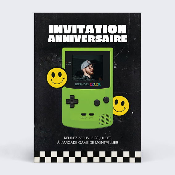 Invitation anniversaire Jeu rétro