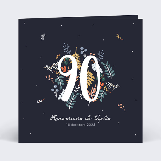 Invitation anniversaire Grands chiffres fleurs