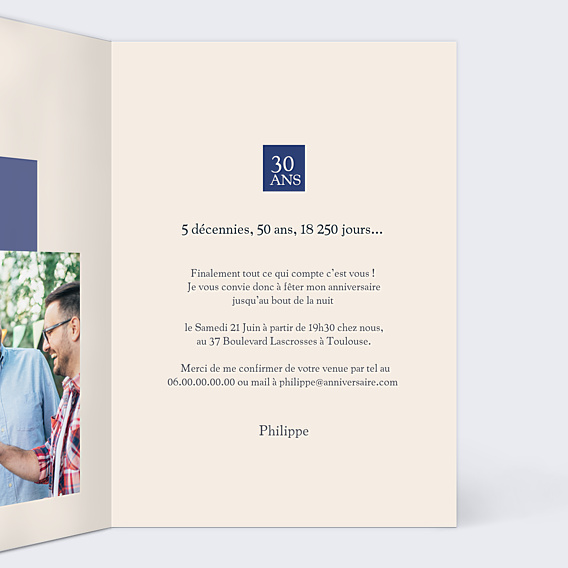Invitation Anniversaire Adulte Classique Homme