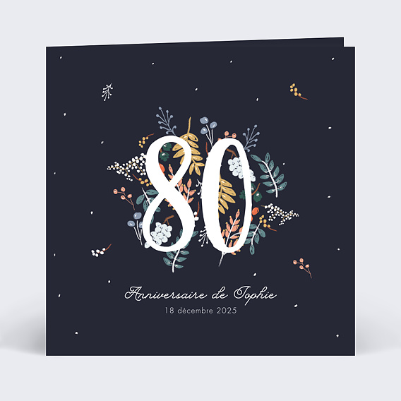 Invitation anniversaire Grands chiffres fleurs