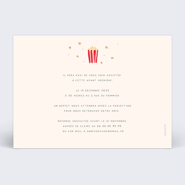 Invitation Anniversaire Cinema Popcarte Invitation Anniversaire Cinema Popcarte