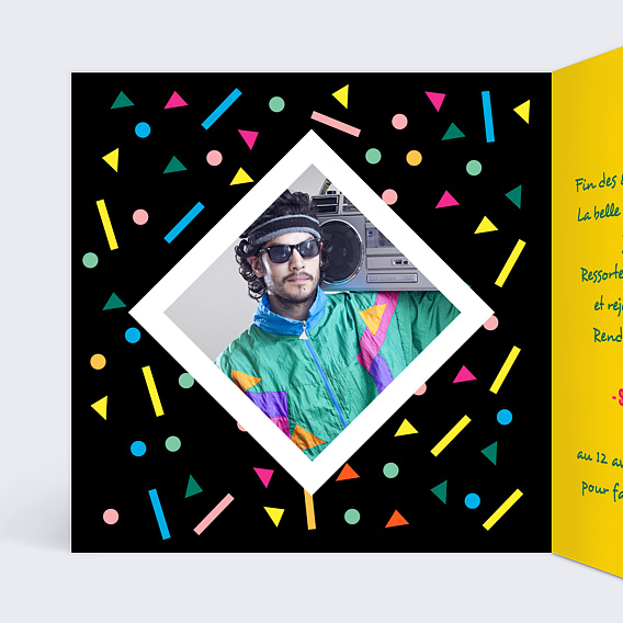 Invitation anniversaire 80s Intérieur Gauche