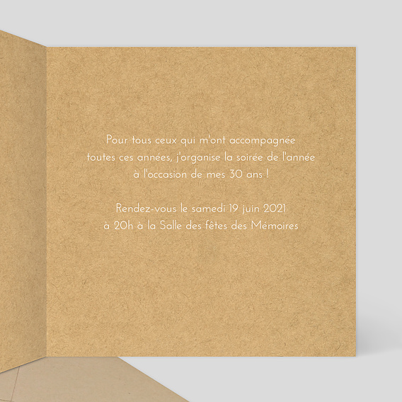 Carte d'invitation Joli Kraft Intérieur Droit