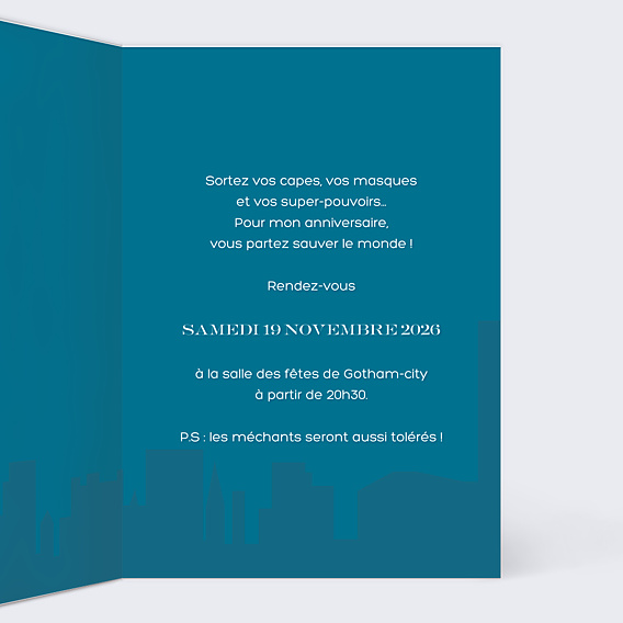 Invitation Anniversaire Adulte Super Héro