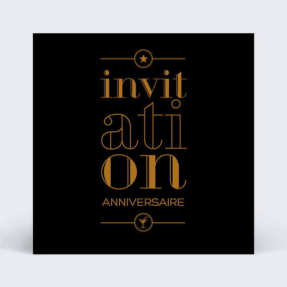 Invitation anniversaire Années Folles Typographie