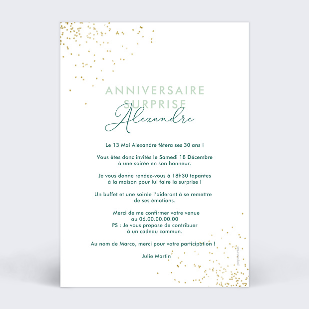 Invitation Anniversaire Originale Verso