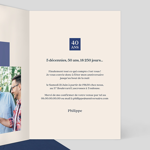 Invitation Anniversaire Adulte Classique Homme