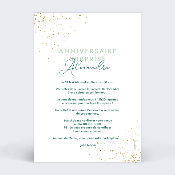 Invitation Anniversaire Adulte Modèle original