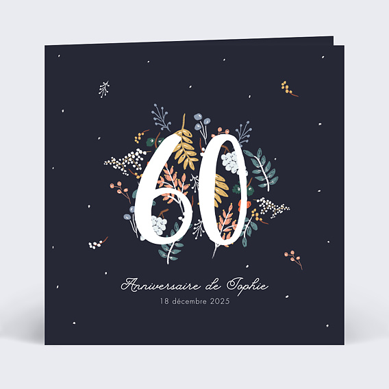 Invitation anniversaire Grands chiffres fleurs