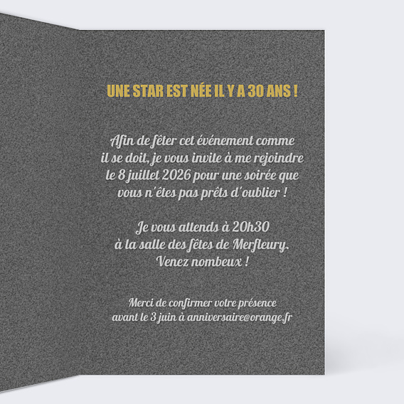 Invitation Anniversaire Adulte Star