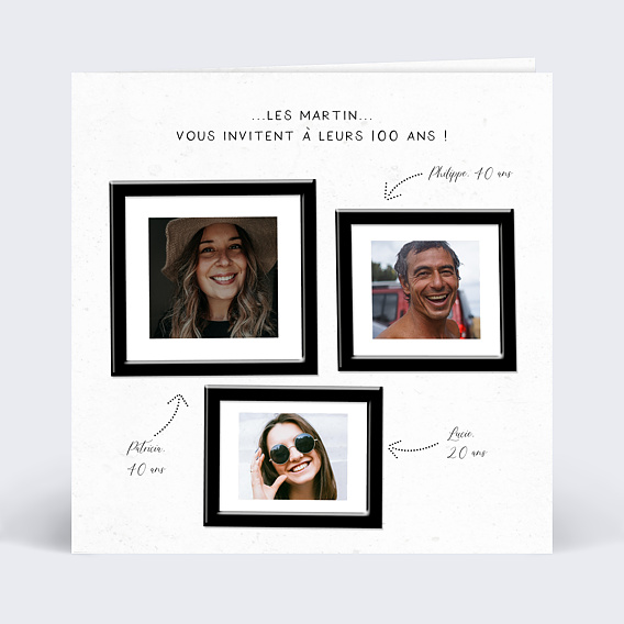Invitation anniversaire Triple Recto