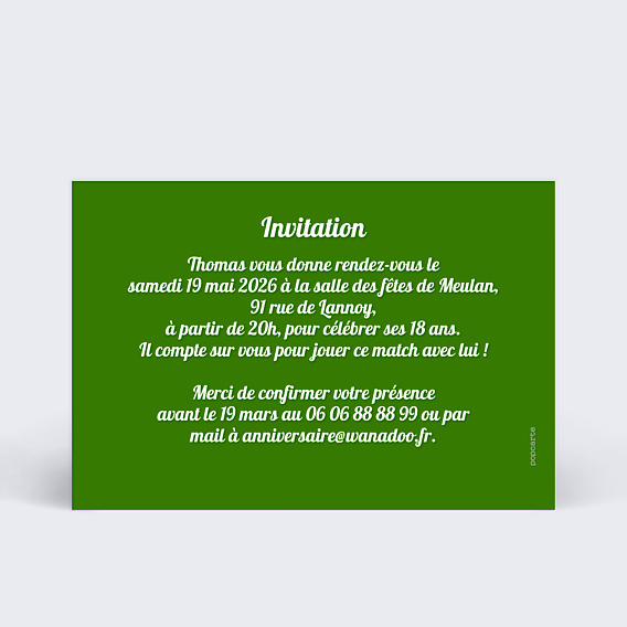 Invitation Anniversaire Adulte Foot