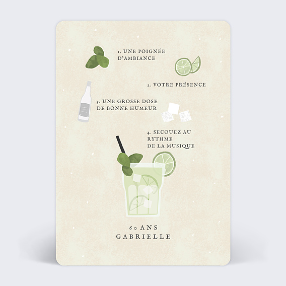 Invitation Anniversaire Adulte Cocktail Mojito