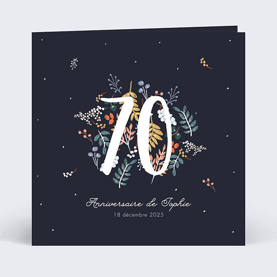 Invitation anniversaire Grands chiffres fleurs