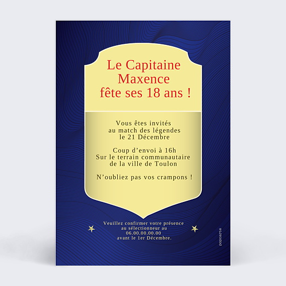Invitation Anniversaire Adulte Maillot de Foot