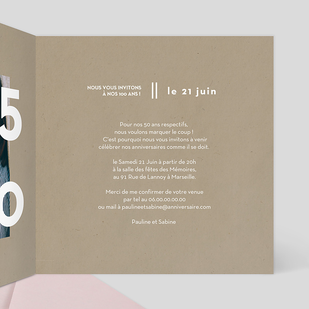 Invitation Anniversaire Ardoise Intérieur Droit