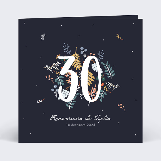 Invitation anniversaire Grands chiffres fleurs
