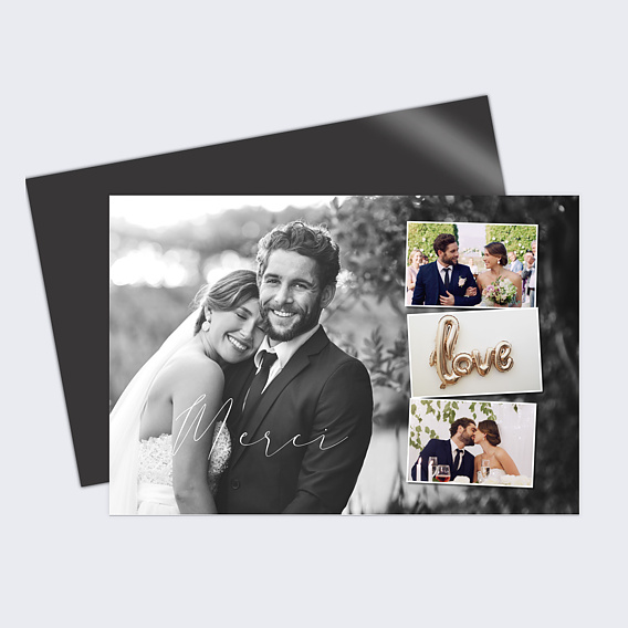 Carte remerciement mariage Vignettes