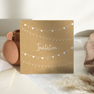 Carte d'invitation Fanions Bucolique