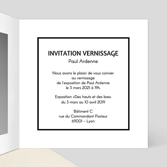 Invitation professionnelle Exposition Photo Intérieur Droit