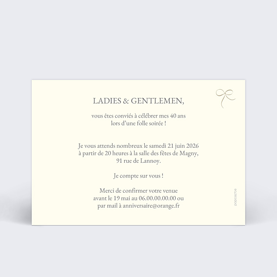Invitation Anniversaire Adulte Personnalisable
